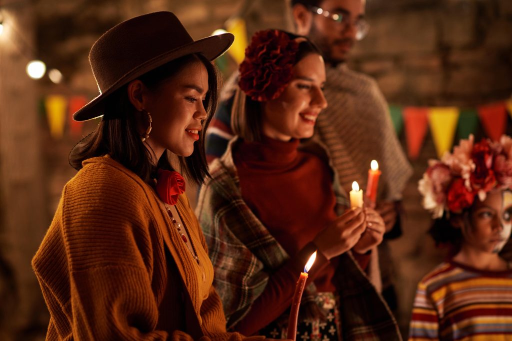 A couple attending a candlelight concert in a historic venue in Los Angeles, immersing themselves in romantic night entertainment in Los Angeles for couples, surrounded by flickering candles and beautiful music